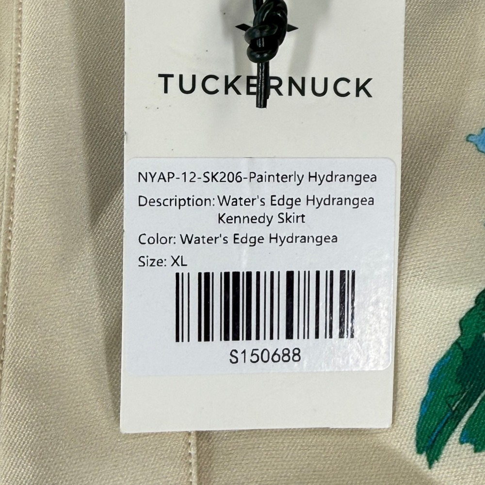 Tuckernuck Blue Hydrangea Floral A-Line Midi Skirt Cream Green High Waist NEW - Picture 4 of 12